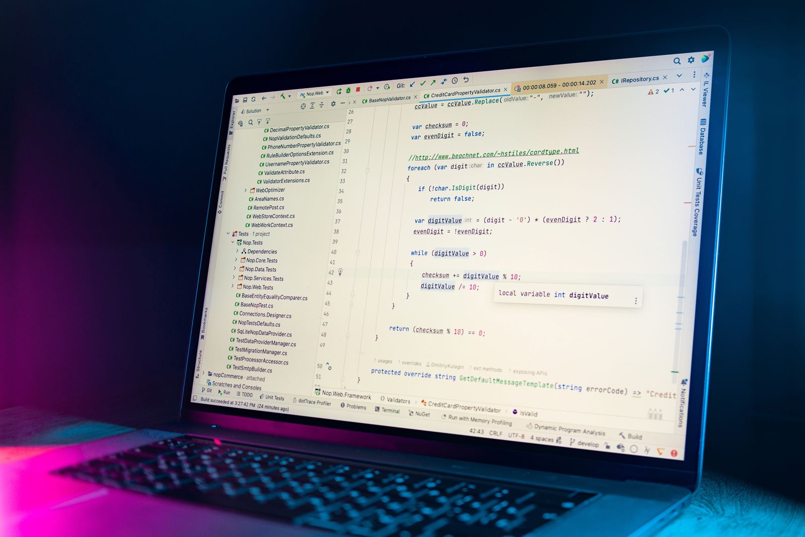 Code editor open during a late-night project session