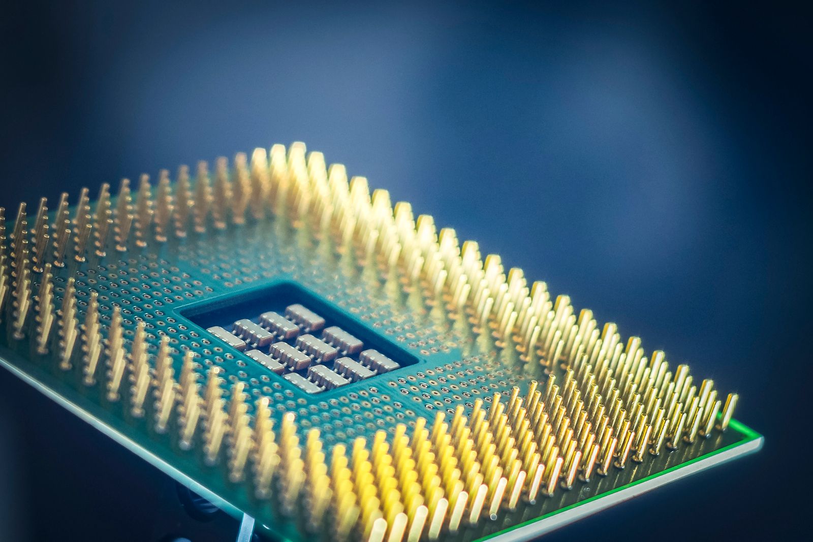 Close-up of a computer processor chip